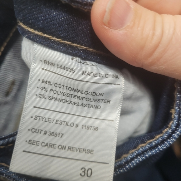 KanCanHigh Rise Dark Destructed Hem Button Fly Skinny Jean - Picture 2 of 3